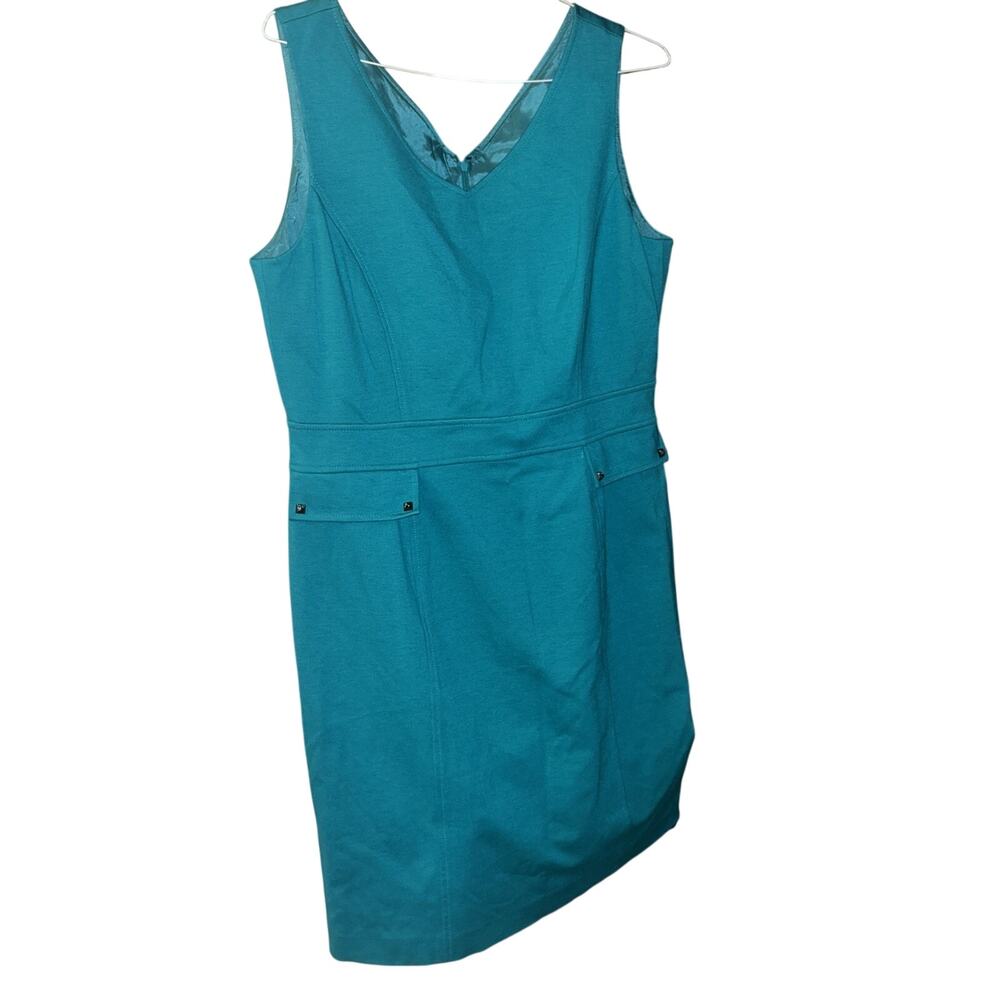 Tahari Arthurs Levine Sleeveless Dress Size 14 Turquoise D19